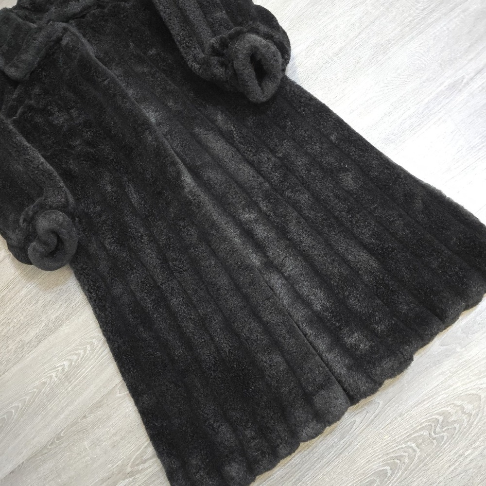 Vintage Monterey Fashions Faux Fur Floor Length Black Coat USA Made Sz 12 Large - Picture 6 of 16